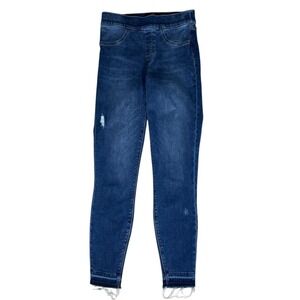SPANX Womens Denim Jeggings Distressed Frayed Hem Blue Size Small‎ EUC